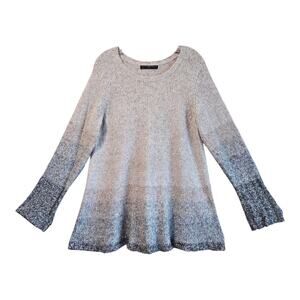 PERUVIAN CONNECTION Women's L Tunic Sweater Alpaca Blend Ombre Beige Gray 40"